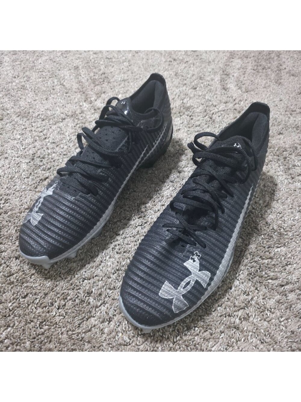 Under Armour Blur Pro Men's Football Cleats Black Silver 3028220-003 Size 12